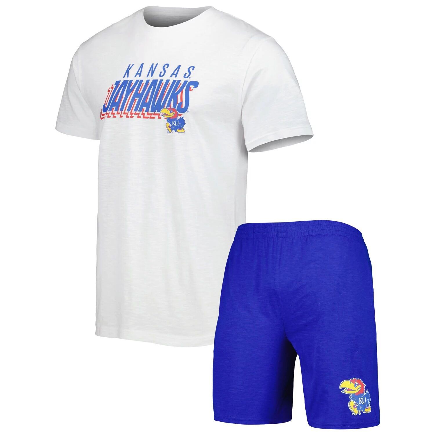 

Мужской комплект из футболки и шорт Kansas Jayhawks Downfield Concepts Sport Royal/белый