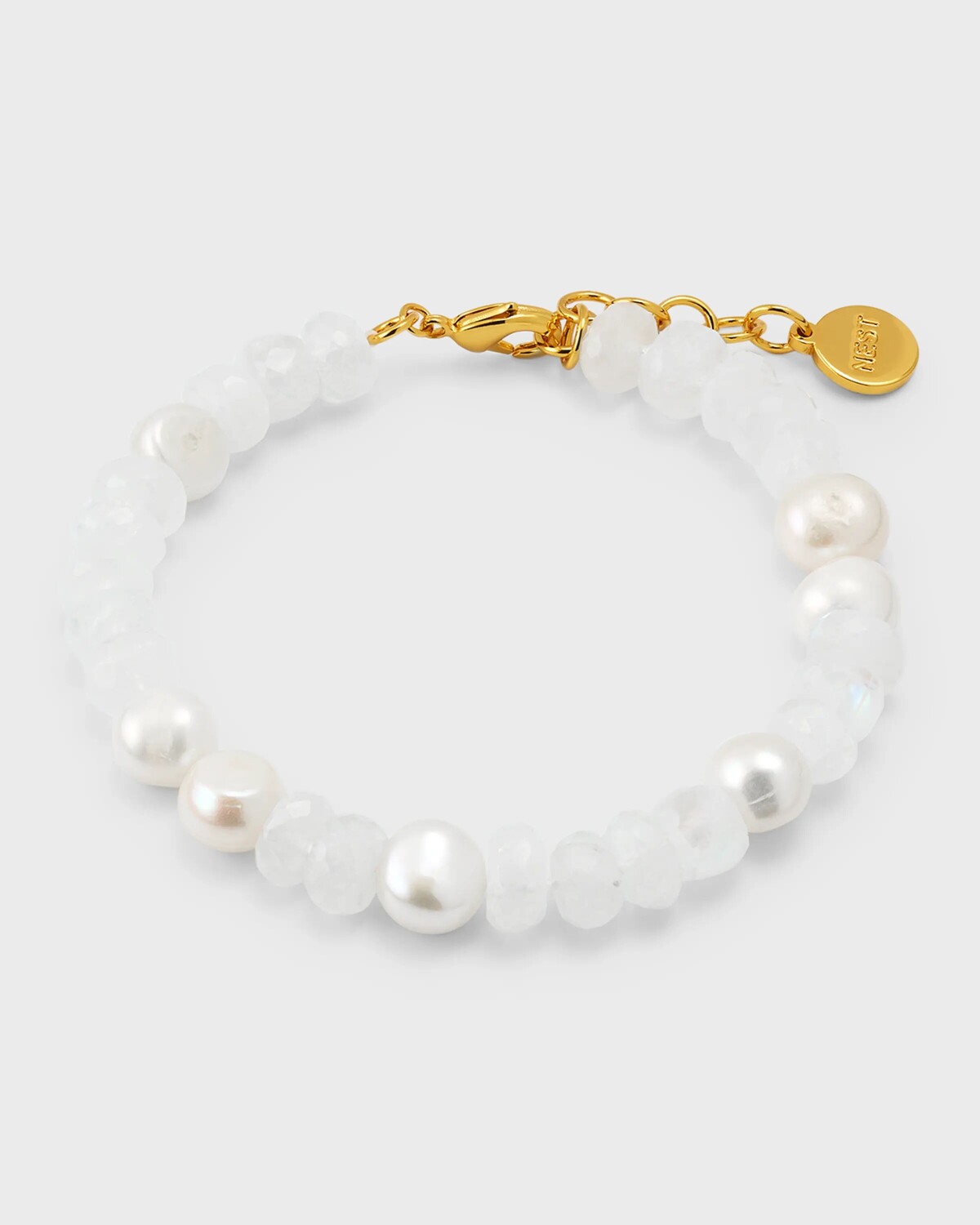 

Браслет с граненым лунным камнем и жемчугом NEST Jewelry, цвет Pearl