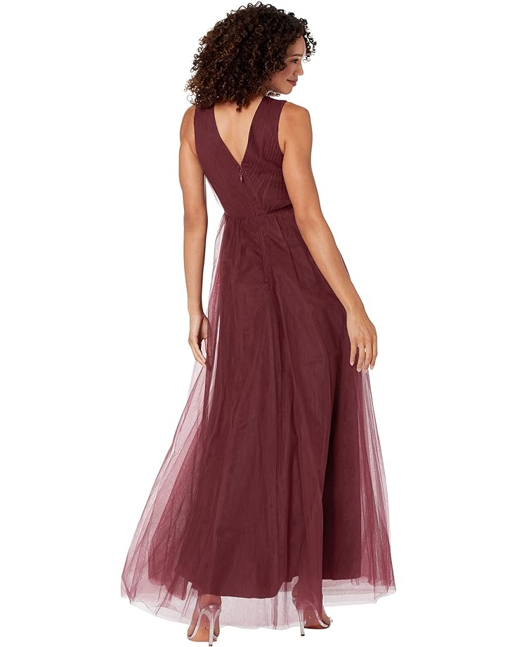 цена Платье BCBGMAXAZRIA Long Tulle and Lace Applique Evening Dress, цвет Deep Cranberry