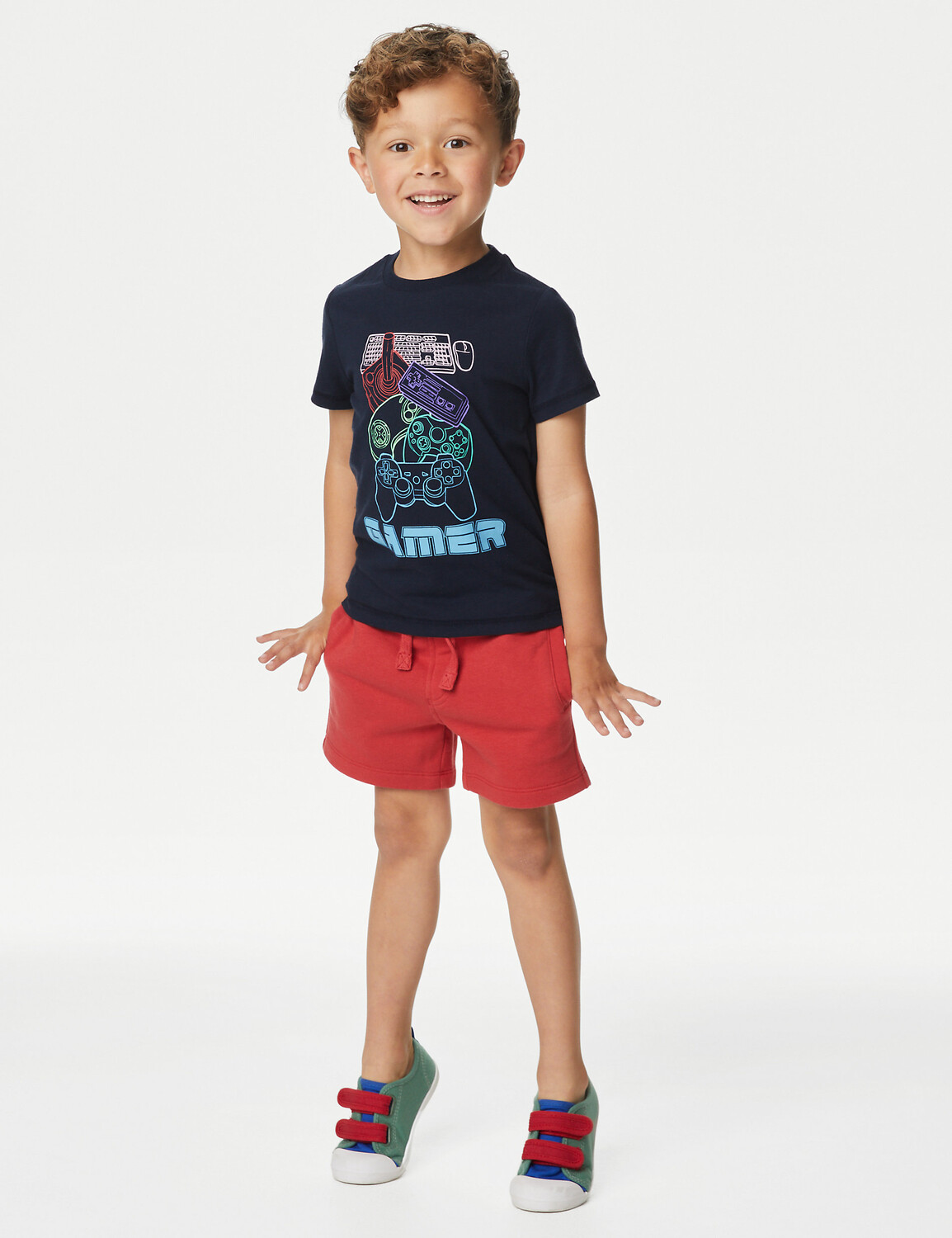 

2 предмета костюма геймера из чистого хлопка (2–8 лет) Marks & Spencer, мульти