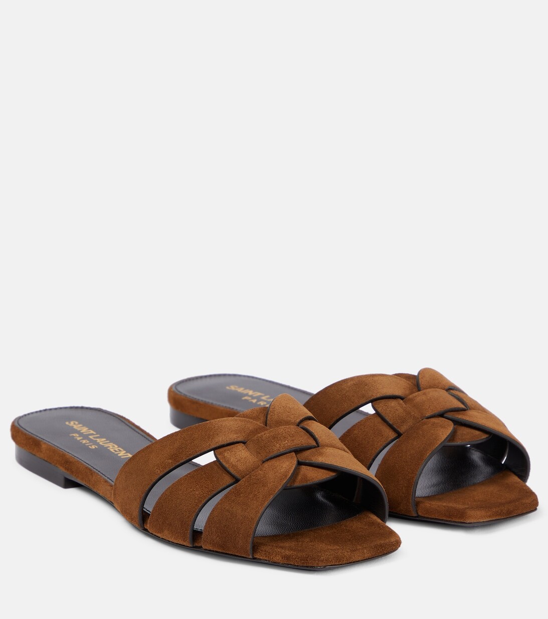 

Замшевые шлепанцы Tribute Nu Pieds 05 Saint Laurent, коричневый