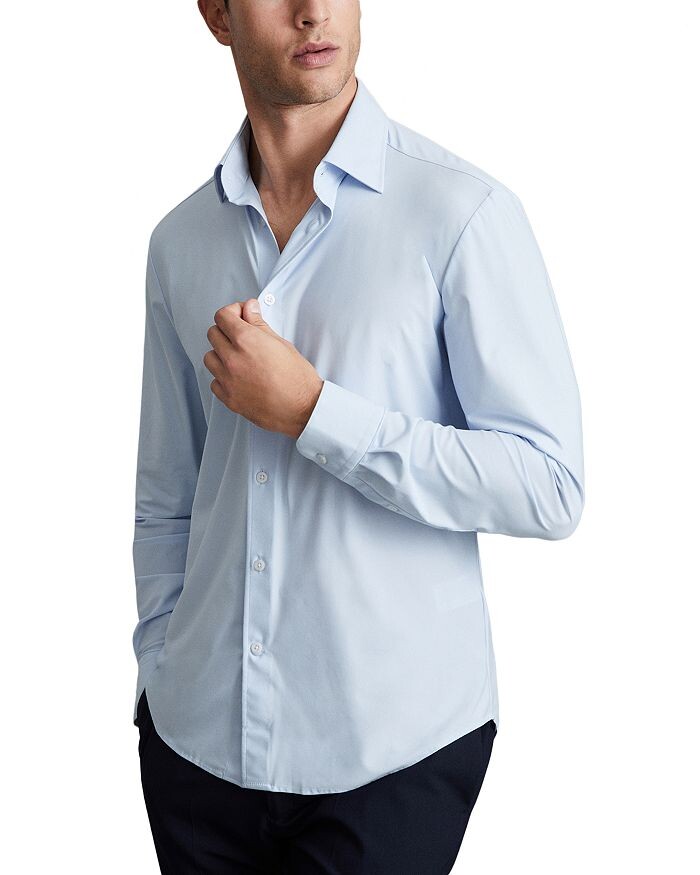 

Рубашка для путешествий REISS Voyager Slim Fit с длинными рукавами, синий
