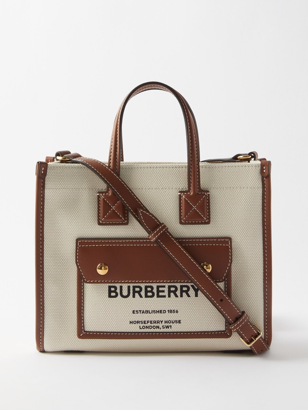 

Миниатюрная сумка-тоут freya из ткани и кожи Burberry, бежевый
