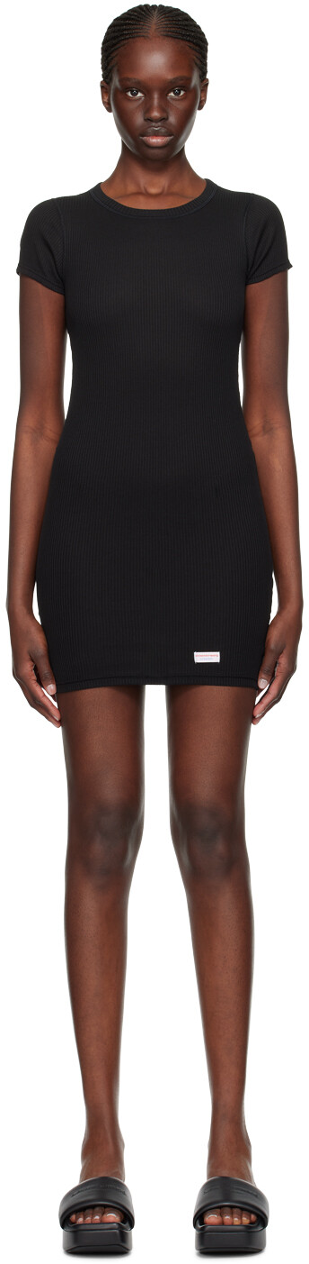 

Черное мини-платье в рубчик Alexander Wang, Черный