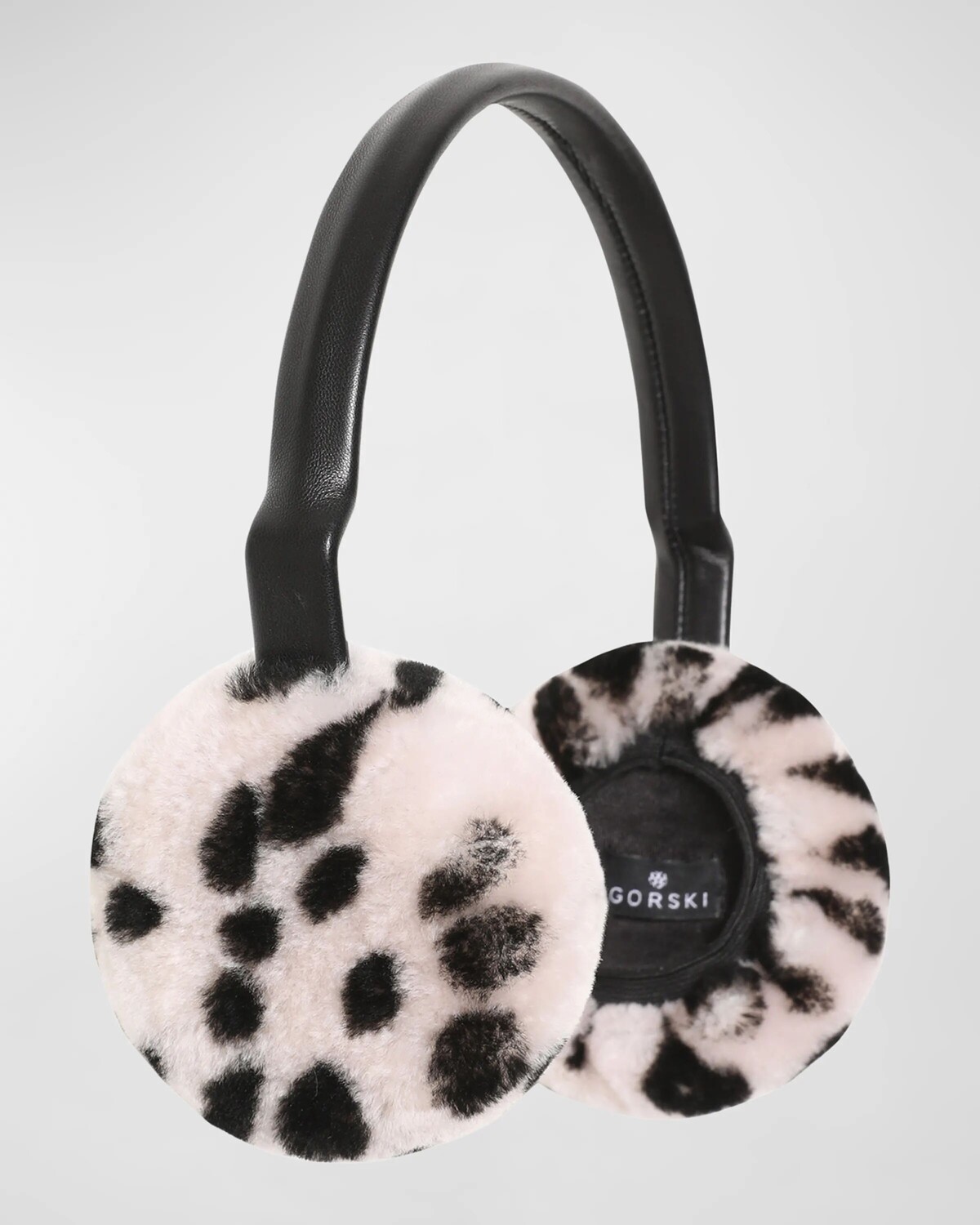 

Наушники из овечьей шерсти и кожаные наушники в горошек Gorski, цвет Beige Black Spotted