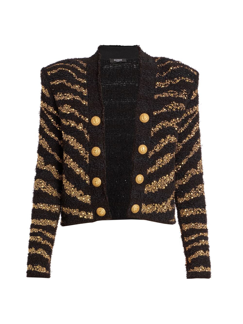 

Твидовый жакет Zebra с заклепками Balmain, черный