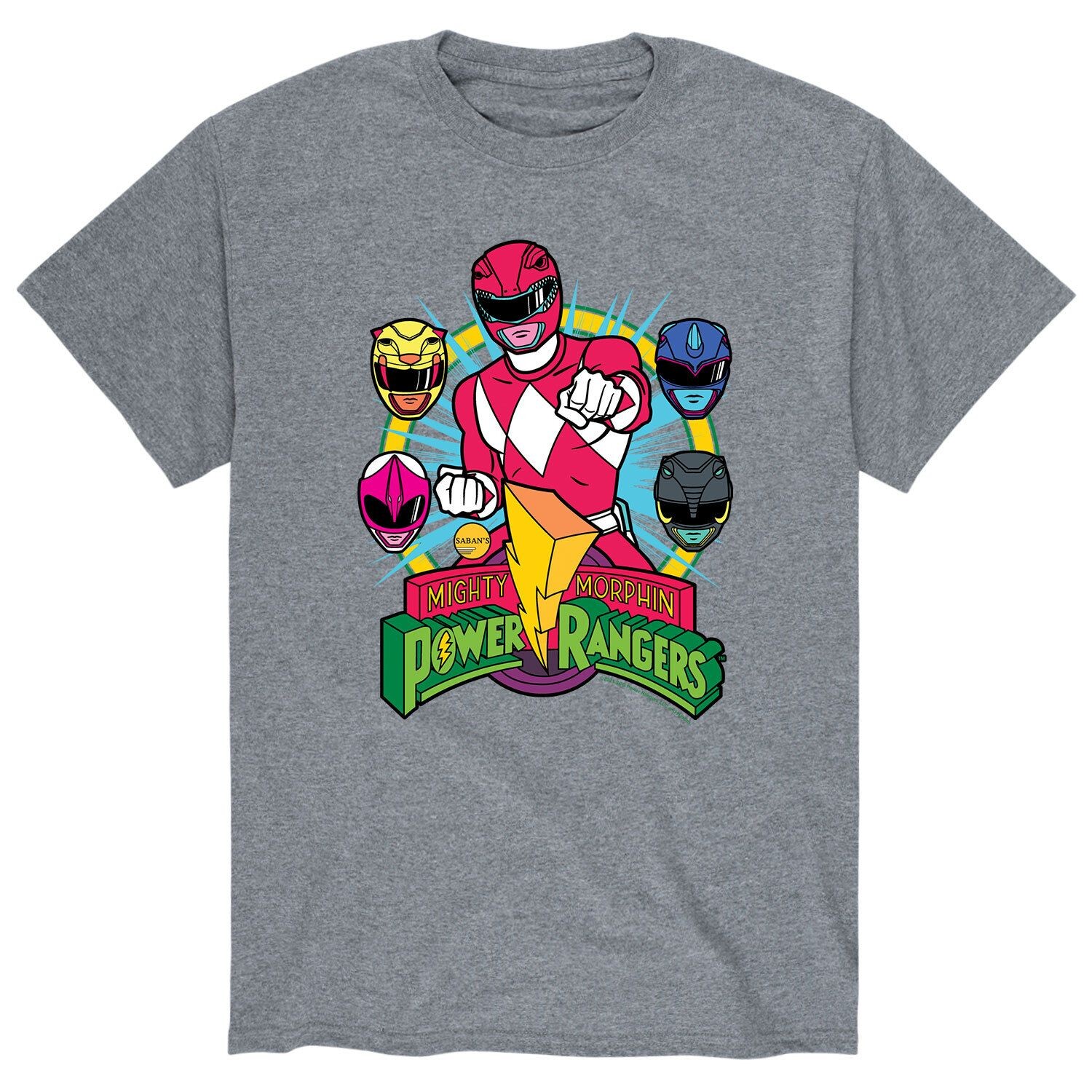 

Мужская футболка Power Rangers Red Ranger Faces Licensed Character