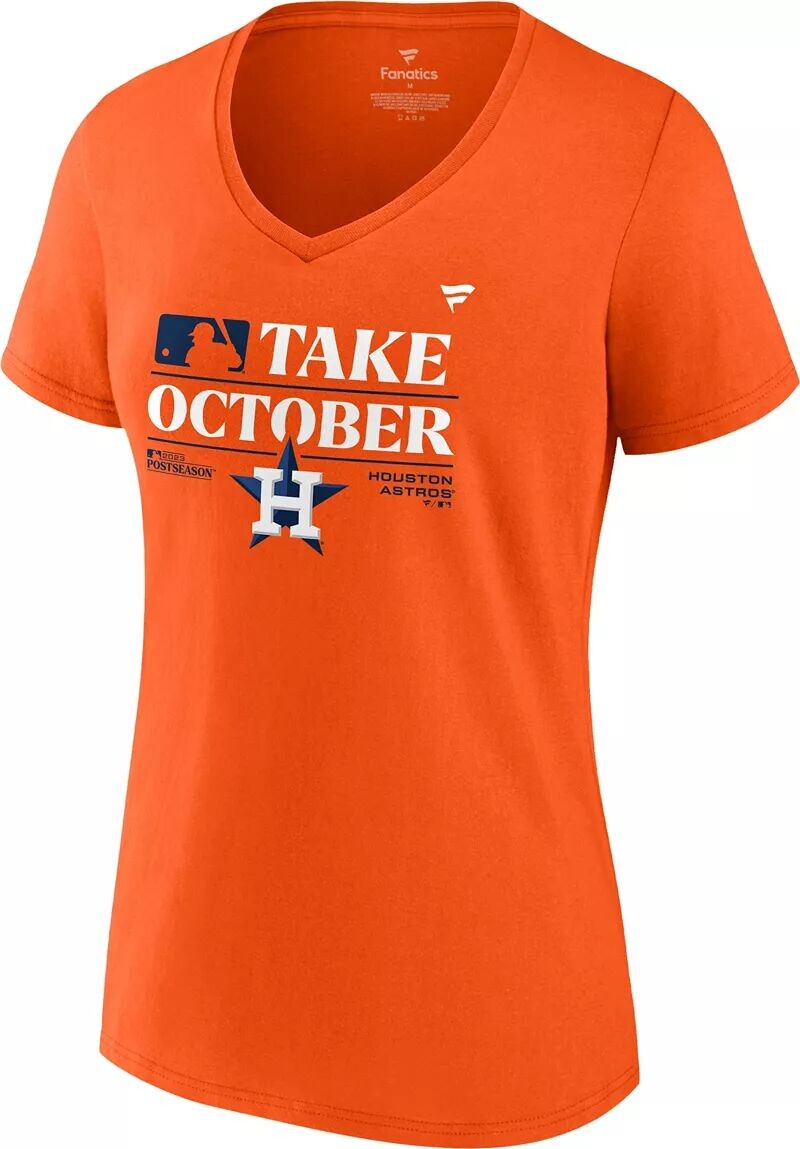

Женская футболка постсезона MLB 2023 "Take October" Houston Astros в раздевалке