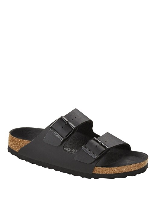 

Черные женские тапочки с пряжкой и двойными ремешками Birkenstock