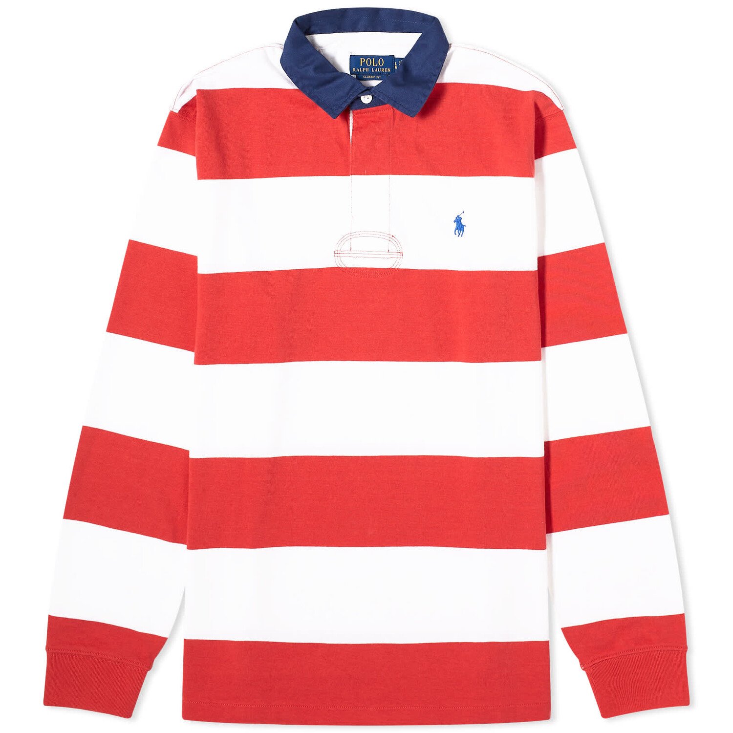 

Рубашка Polo Ralph Lauren Block Stripe Rugby, цвет Post Red & White