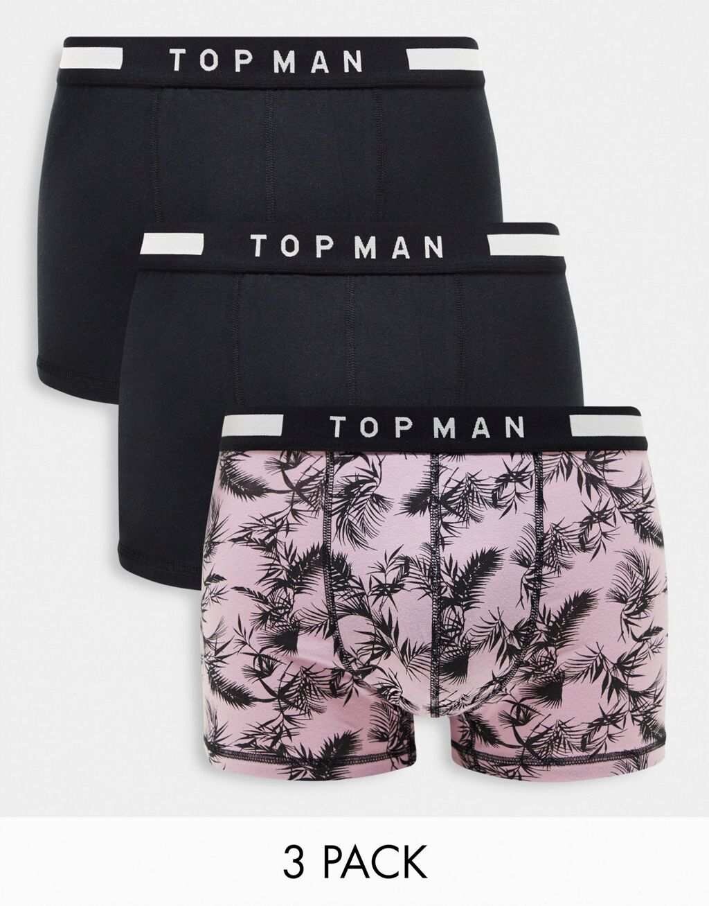 

Комплект из трех плавок Topman черного цвета с принтом ладоней и черными поясами