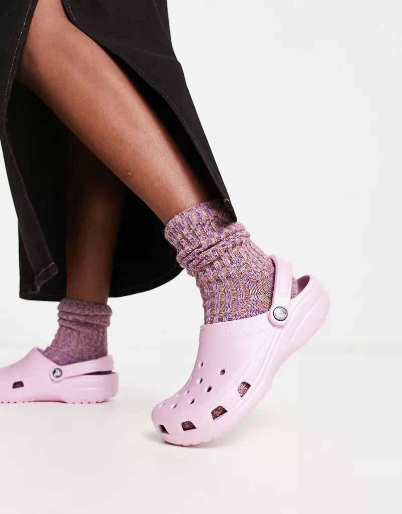 Crocs – классические сабо розового цвета «балерина» классические блестящие сабо розового цвета crocs