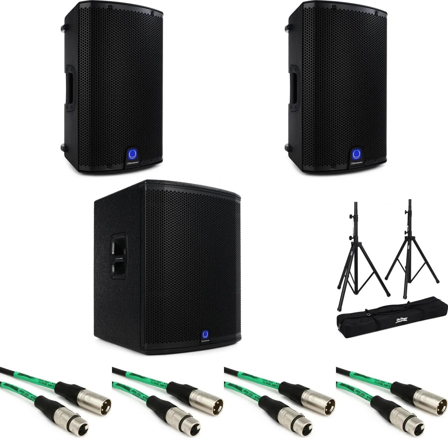 

Комплект Turbosound iQ10, 10-дюймовый активный динамик мощностью 2500 Вт (пара) и активный сабвуфер мощностью 3000 Вт, 18 дюймов