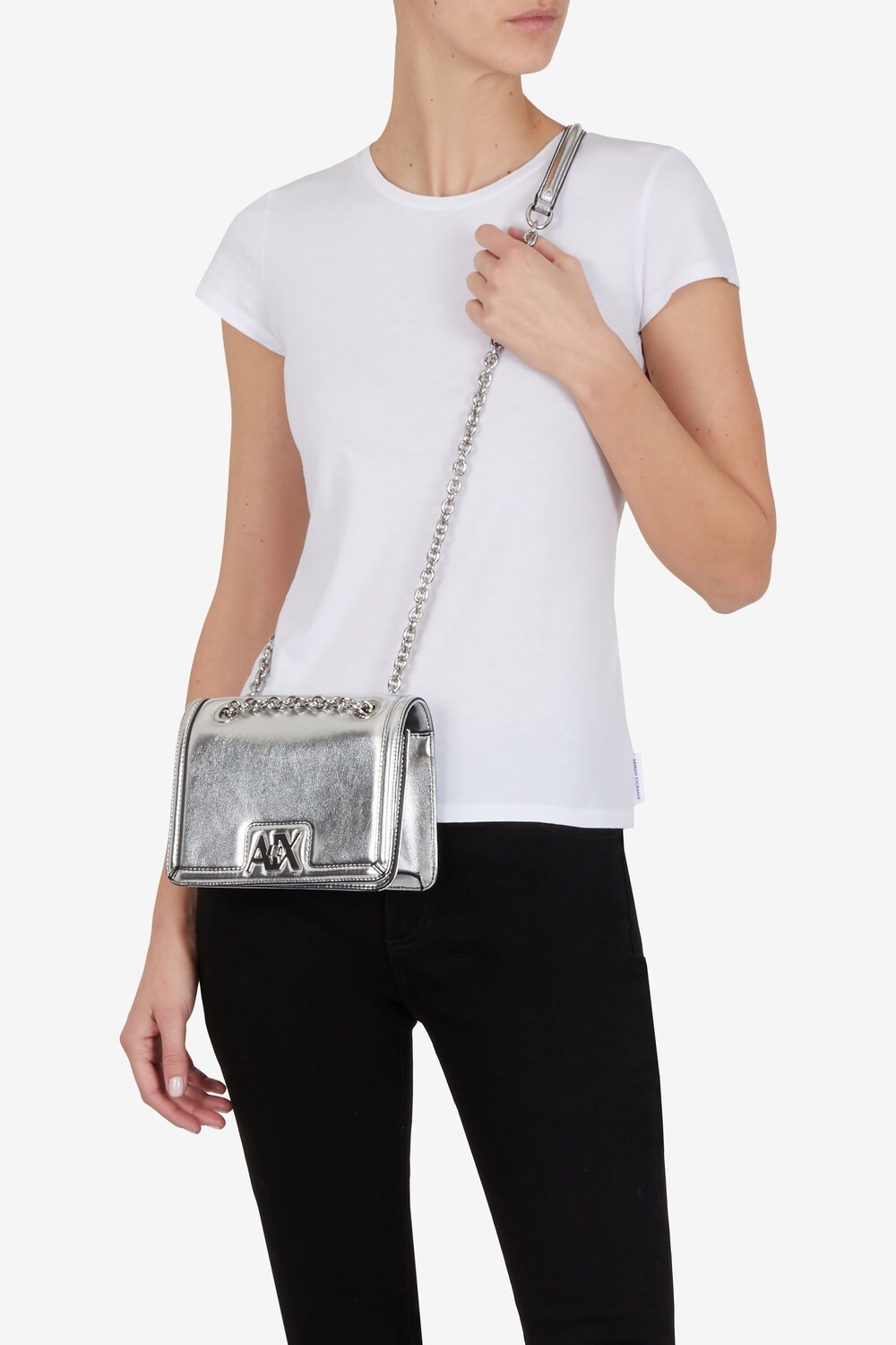 

Сумочка на длинном ремешке Armani Exchange, серебряный