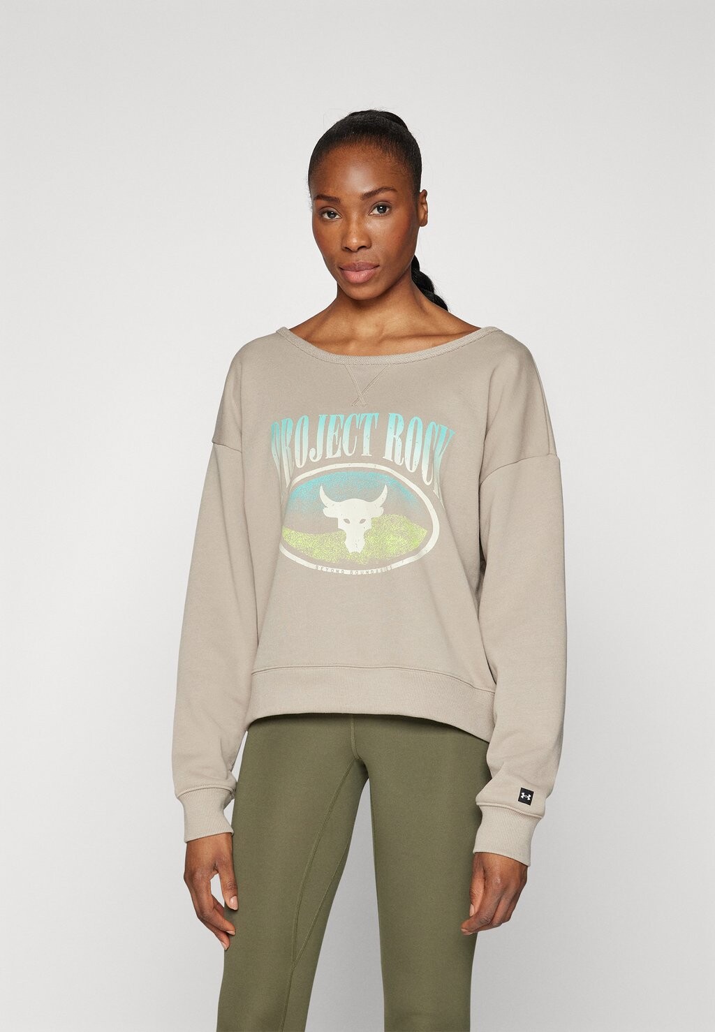 

Толстовка TERRY Under Armour, цвет timberwolf taupe/yellow/black