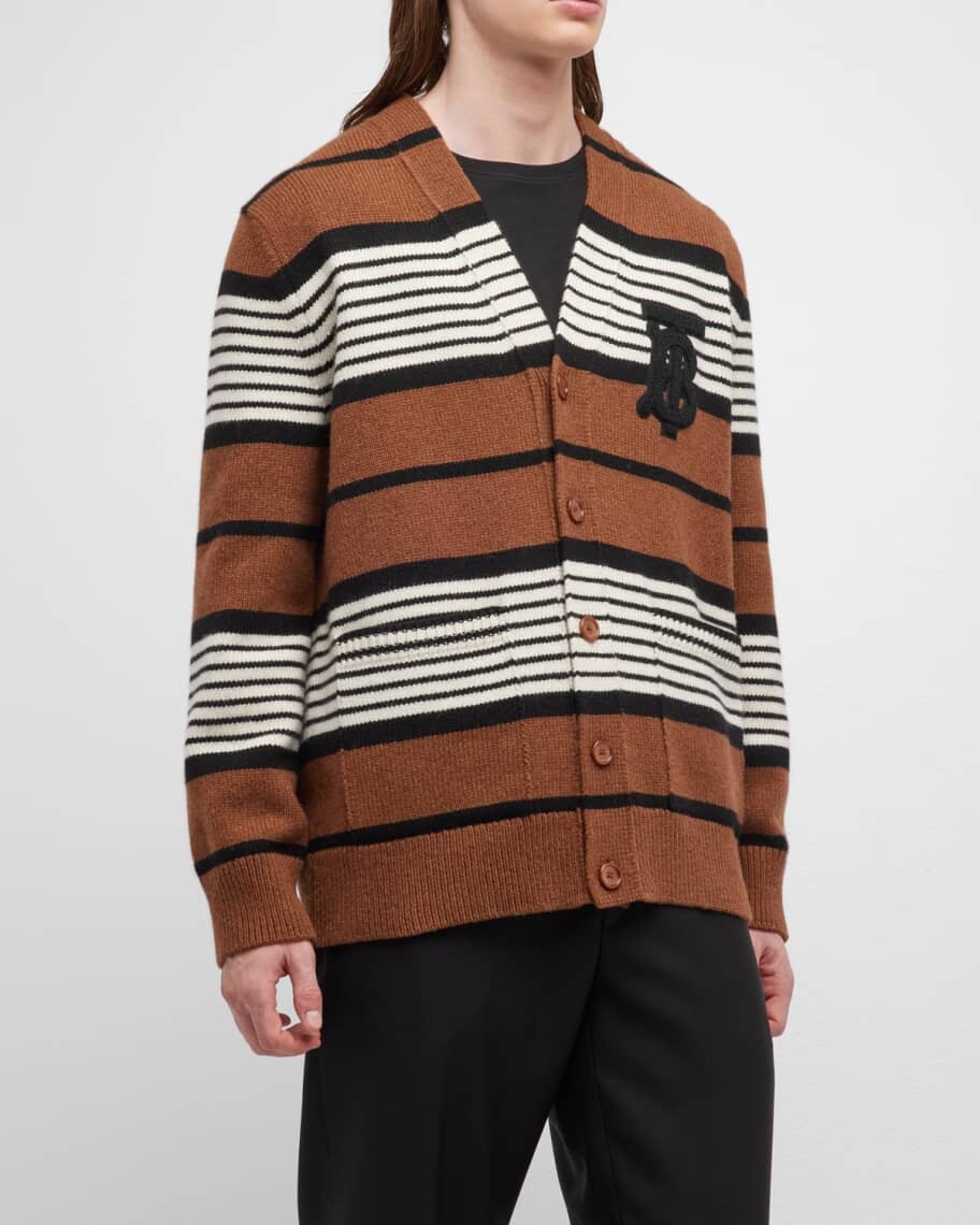 

Мужской вязаный кардиган в полоску TB Burberry, Коричневый