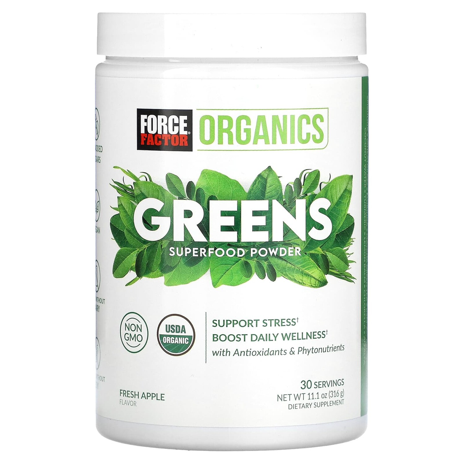 

Organics, зелень, суперфуд в порошке, свежее яблоко, 316 г (11,1 унции), Force Factor