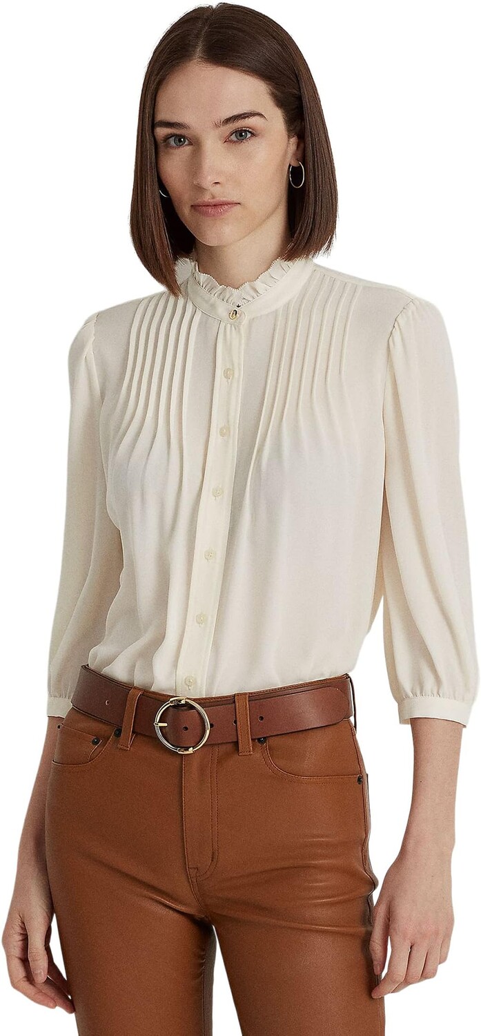 

Рубашка Pleated Georgette Blouse LAUREN Ralph Lauren, цвет Mascarpone Cream