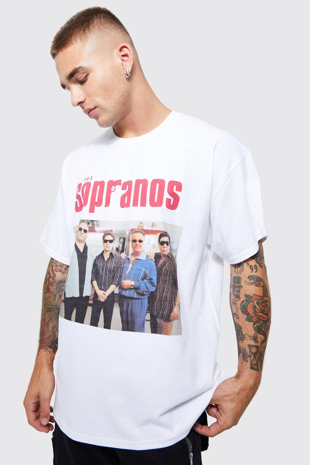 

Футболка оверсайз с лицензией сопрано Boohoo, белый