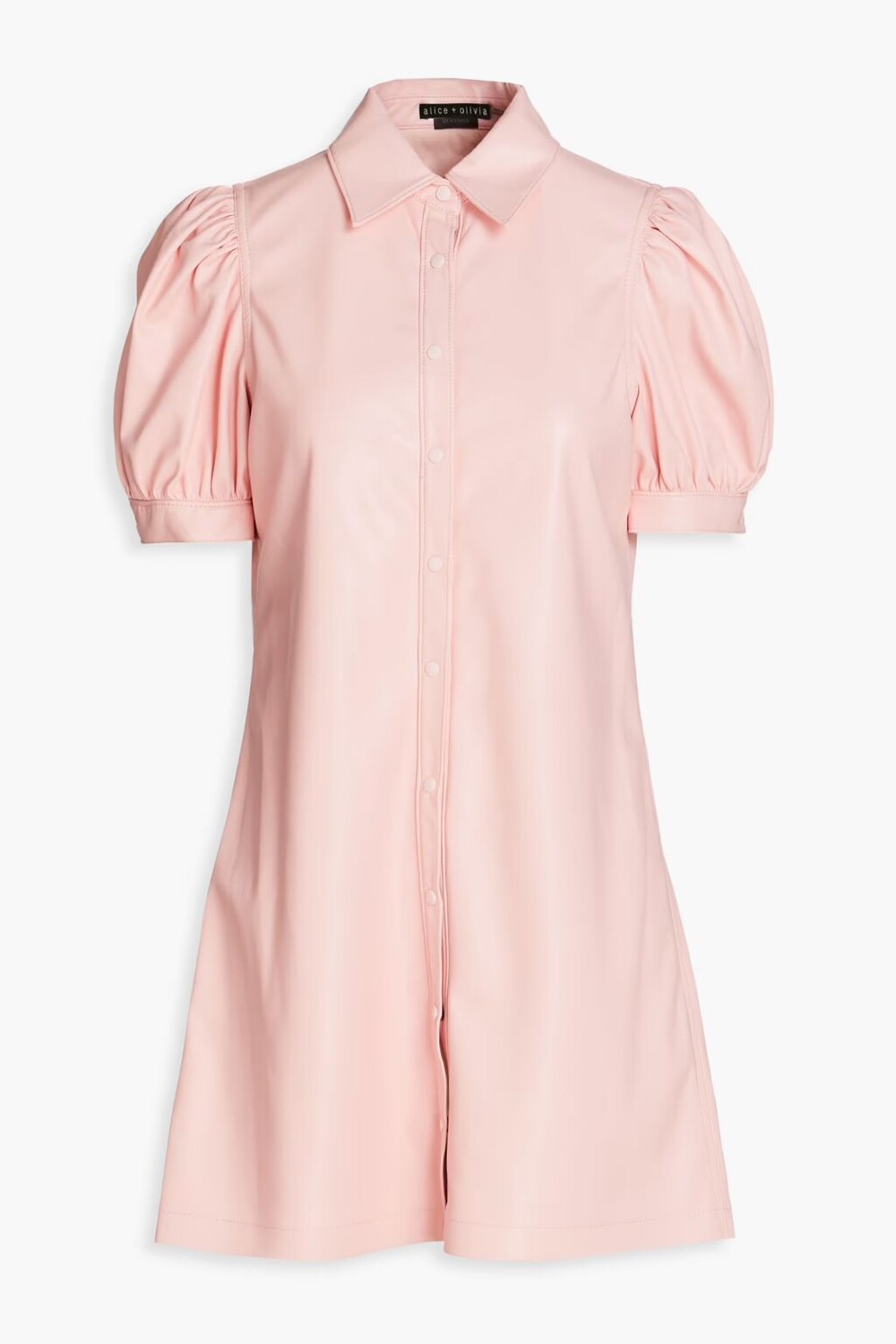 

Платье-рубашка мини из искусственной кожи Alice + Olivia, розовый