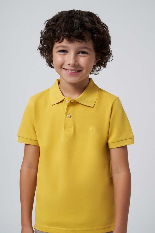 Mayoral Детская хлопковая рубашка-поло, желтый