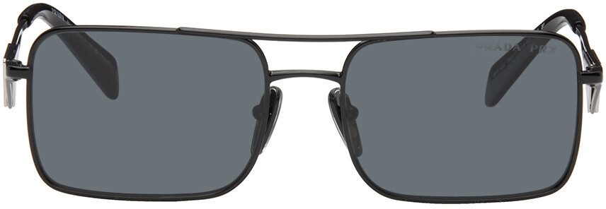 

Черные прямоугольные солнцезащитные очки Prada Eyewear, цвет Black