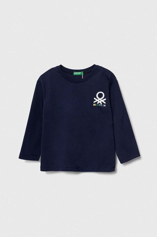 

Хлопковая рубашка с длинными рукавами для мальчиков и девочек United Colors of Benetton, темно-синий