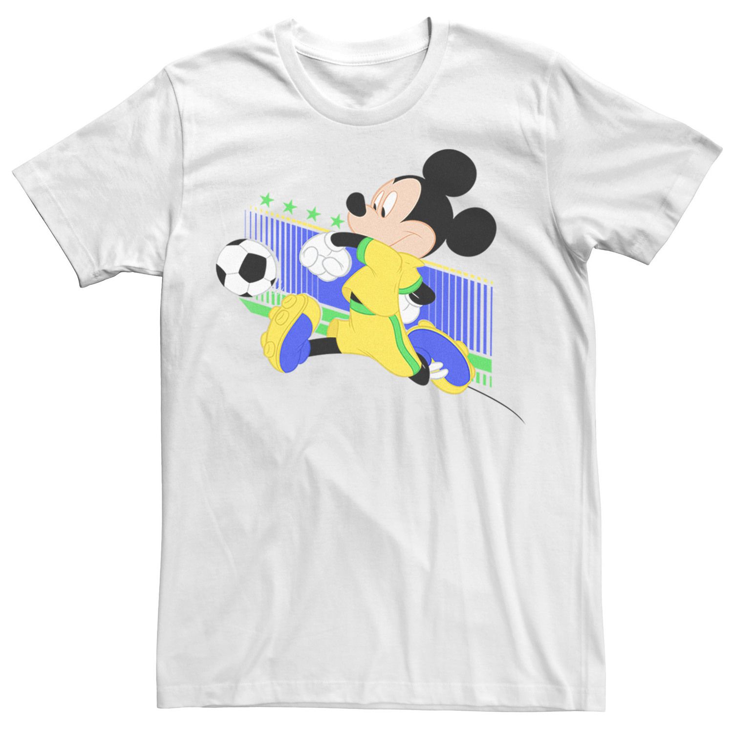 Мужская футболка с изображением Микки Мауса, бразильская футбольная форма, портретная футболка Disney мужская футболка с изображением микки мауса бразильская футбольная форма портретная футболка disney