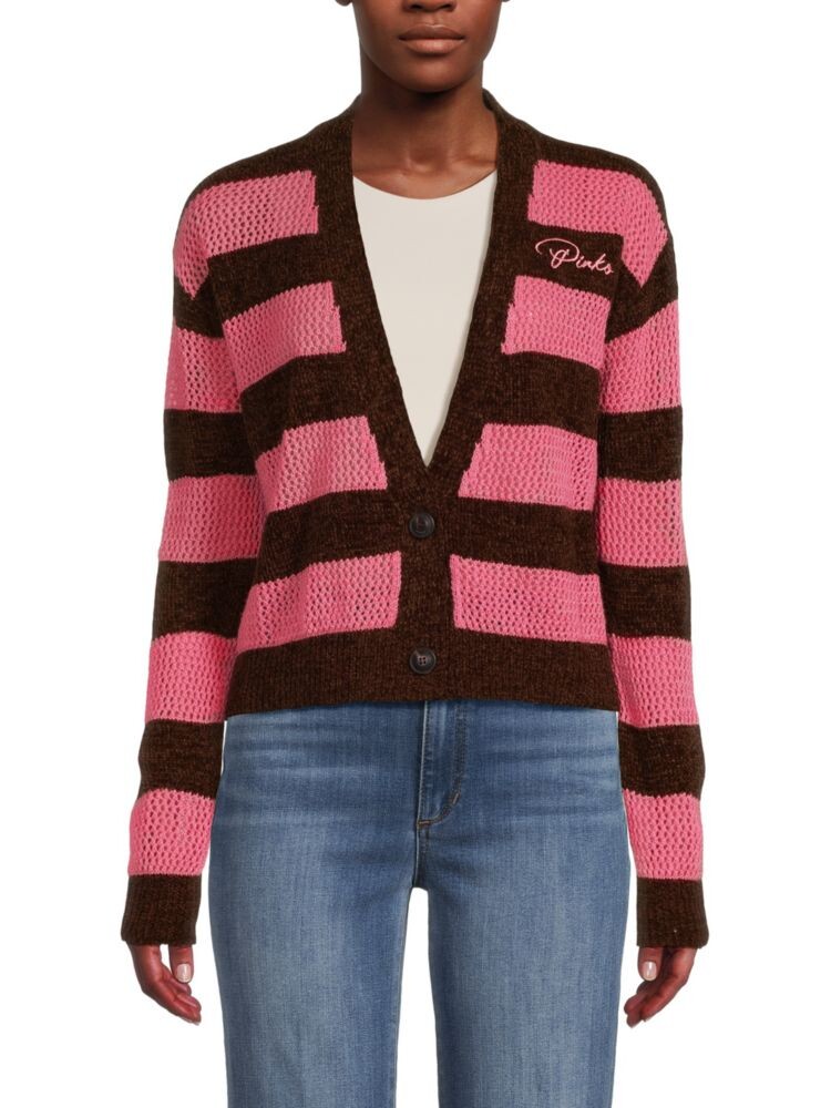 

Кардиган в полоску из смеси альпаки Pinko, цвет Brown Pink