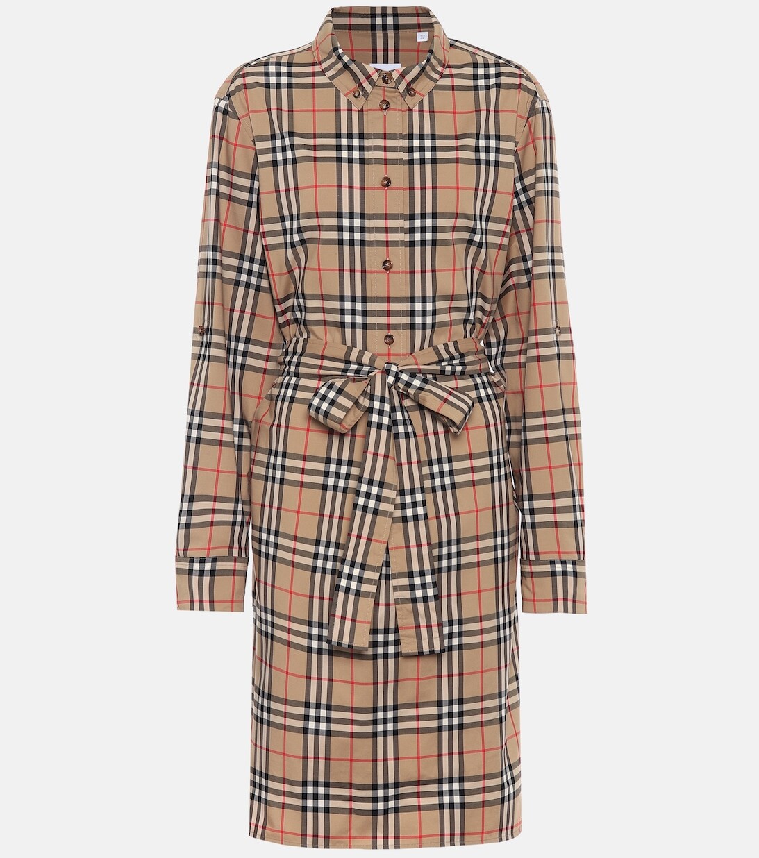 цена Платье-рубашка из эластичного хлопка в клетку Vintage Check BURBERRY, бежевый