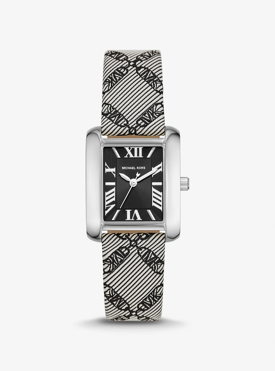 

Жаккардовые часы Mini Emery серебристого цвета с логотипом Empire Michael Kors, черный