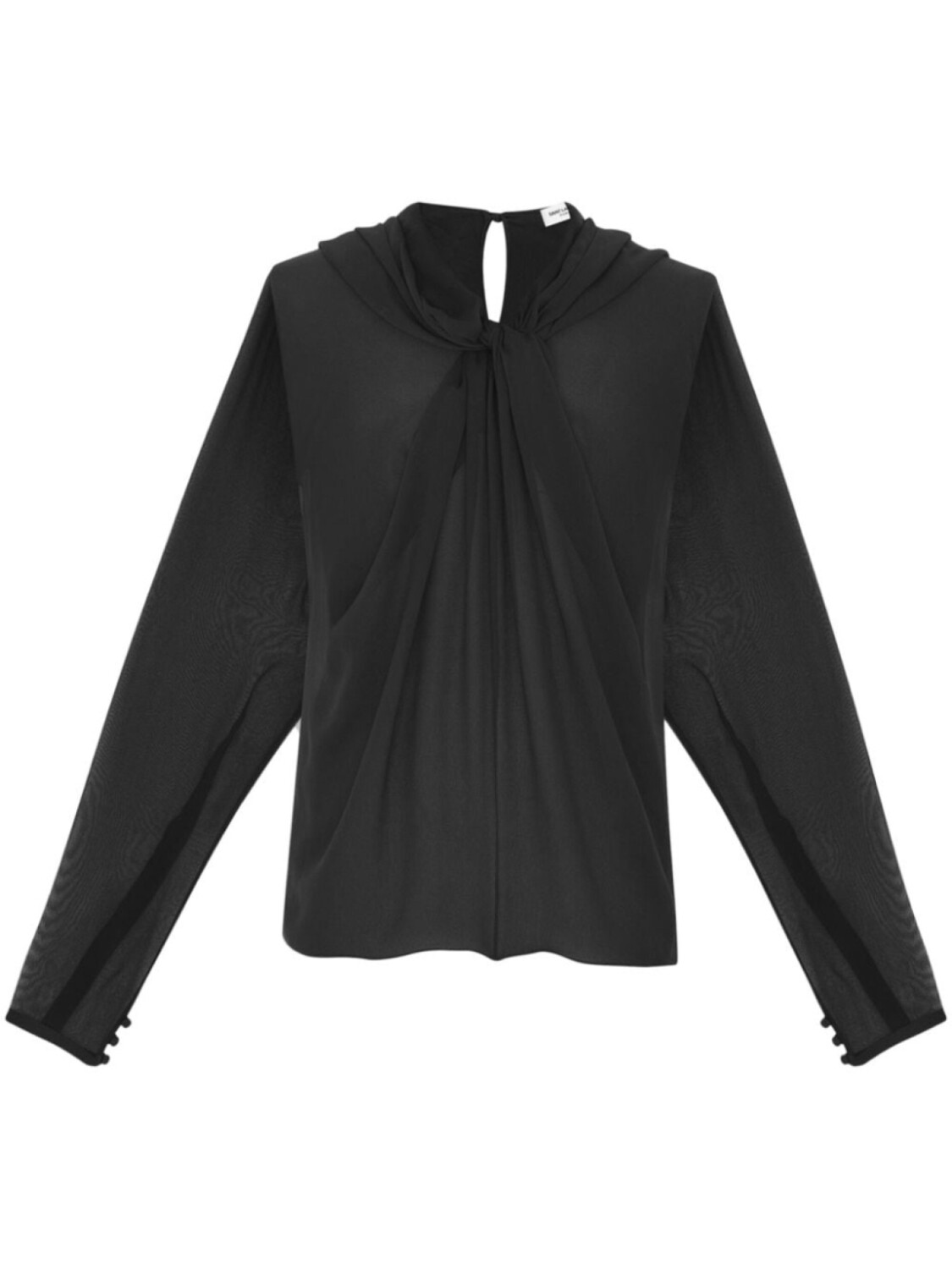 

Saint Laurent шелковая футболка с капюшоном, черный