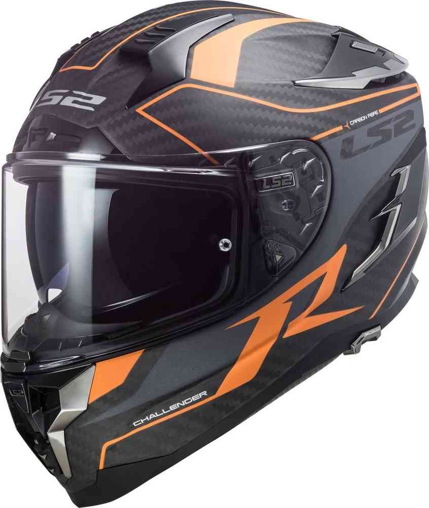 Карбоновый шлем Challenger Grid FF327 LS2, оранжевый матовый