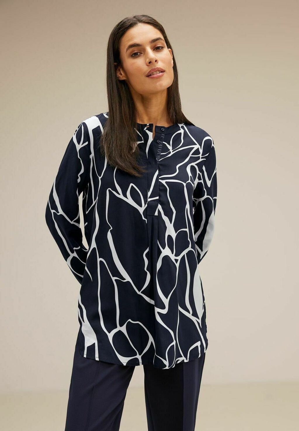 Блузка PRINT LONG Street One, цвет blau блузка long mit streifen street one цвет blau