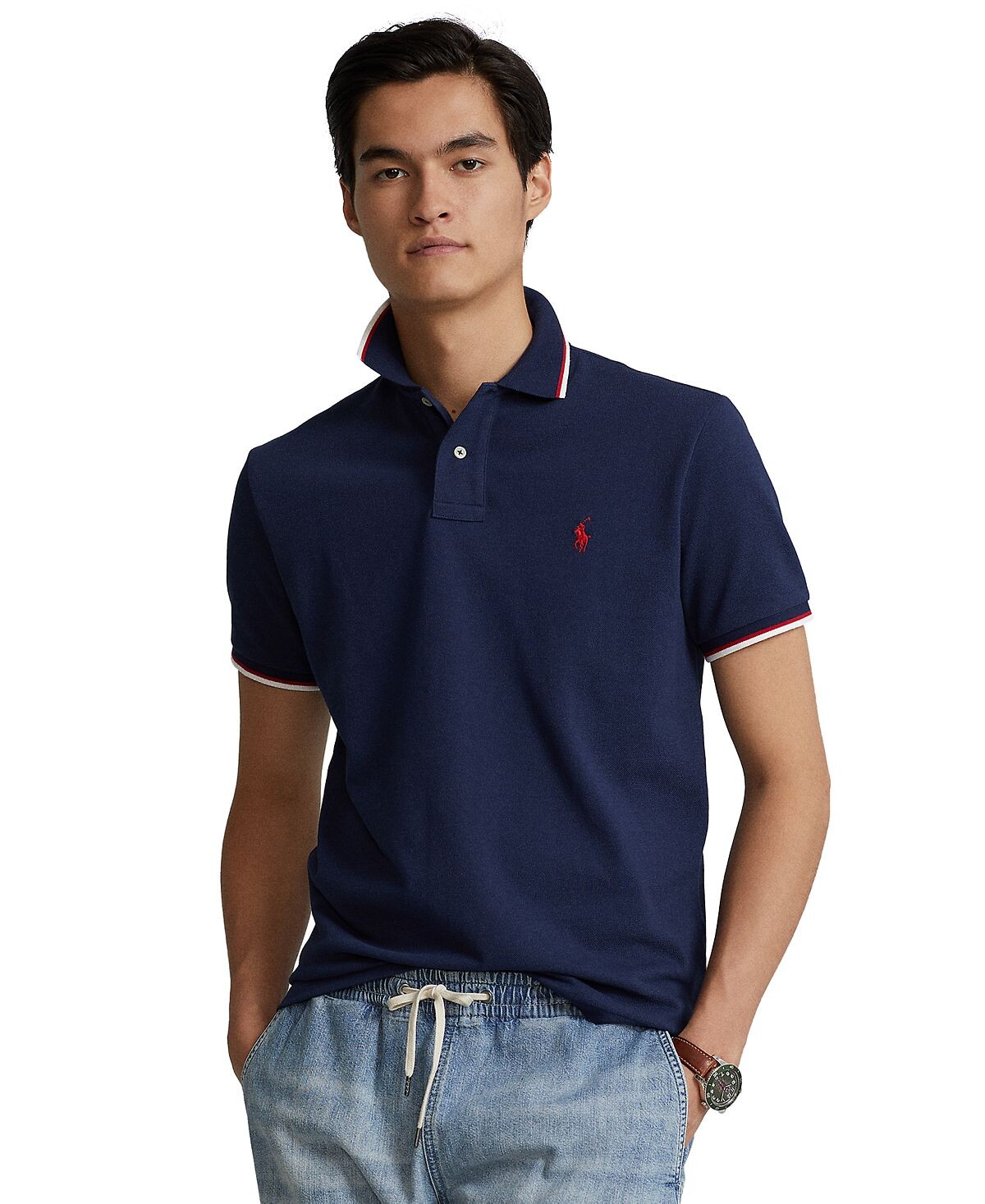 

Мужская рубашка-поло классического кроя в сетку Polo Ralph Lauren