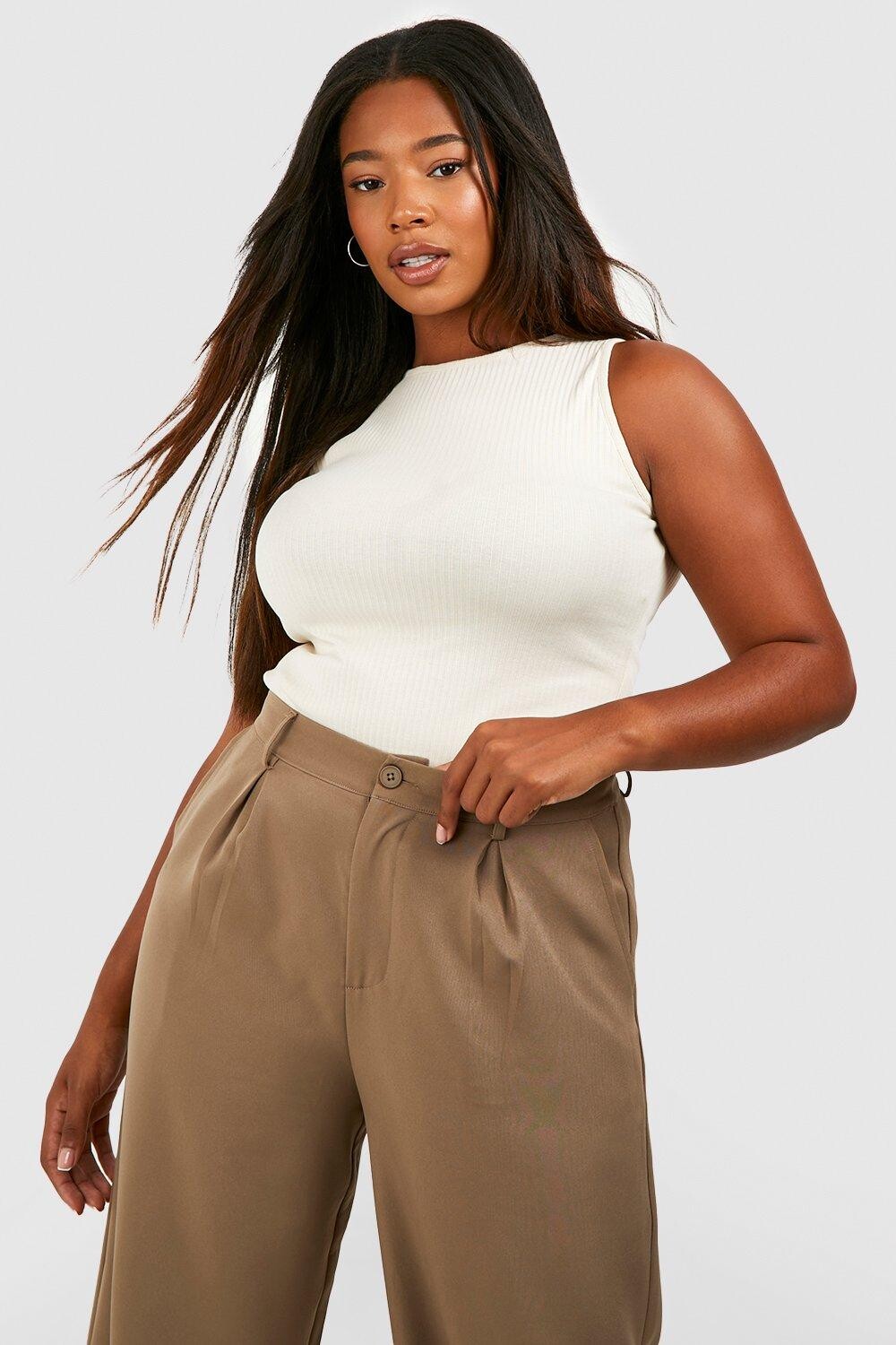 

Боди plus racer rib Boohoo, серый