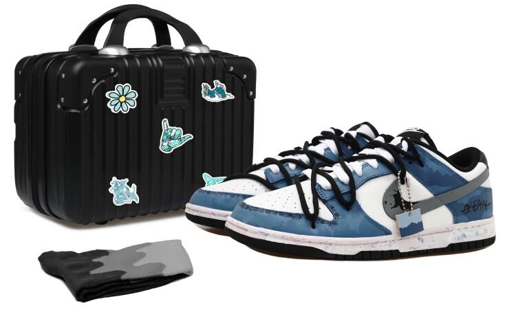 

Кроссовки для скейтбординга Dunk мужские низкие серые/синие/белые Nike