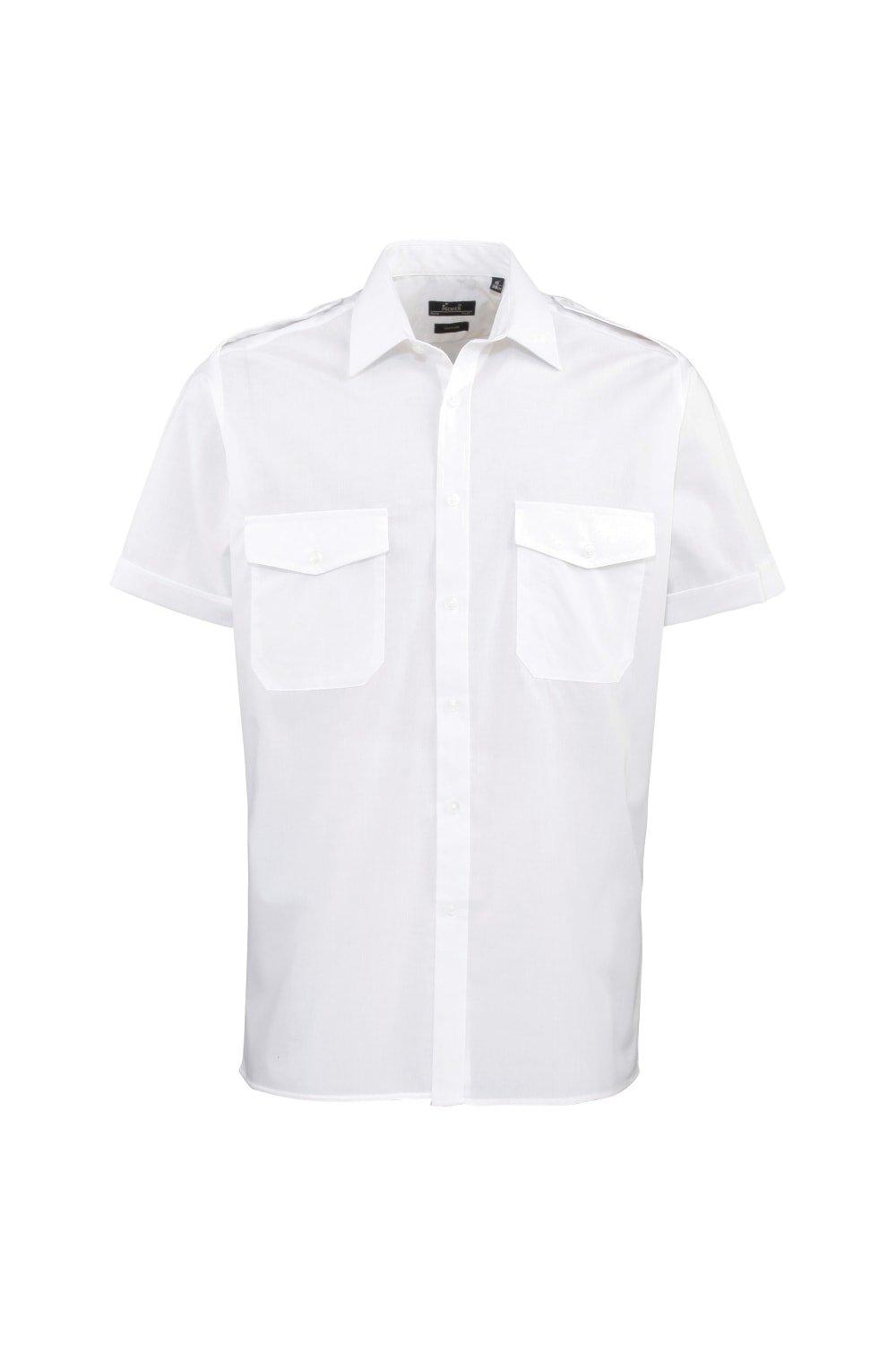 Простая рабочая рубашка пилота с короткими рукавами Premier, белый
