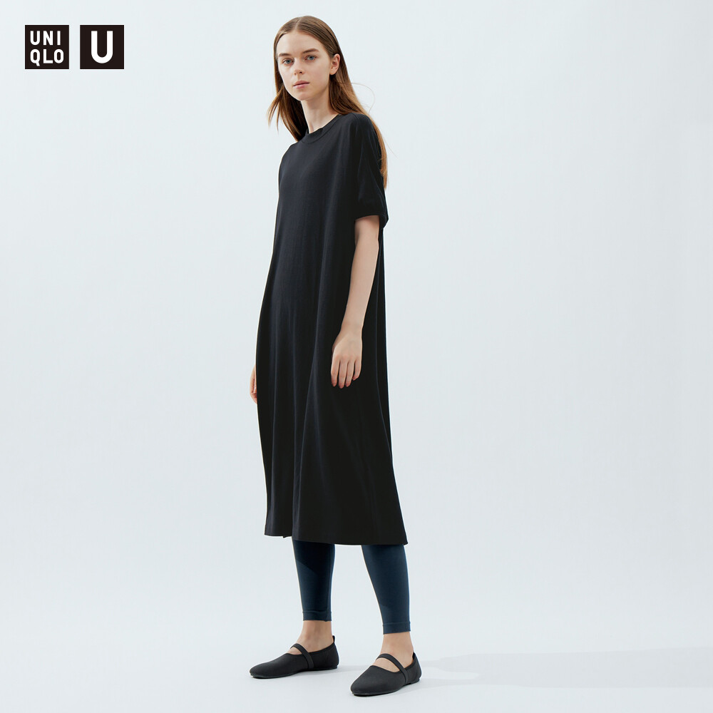 

Женское платье Uniqlo с коротким рукавом, черный