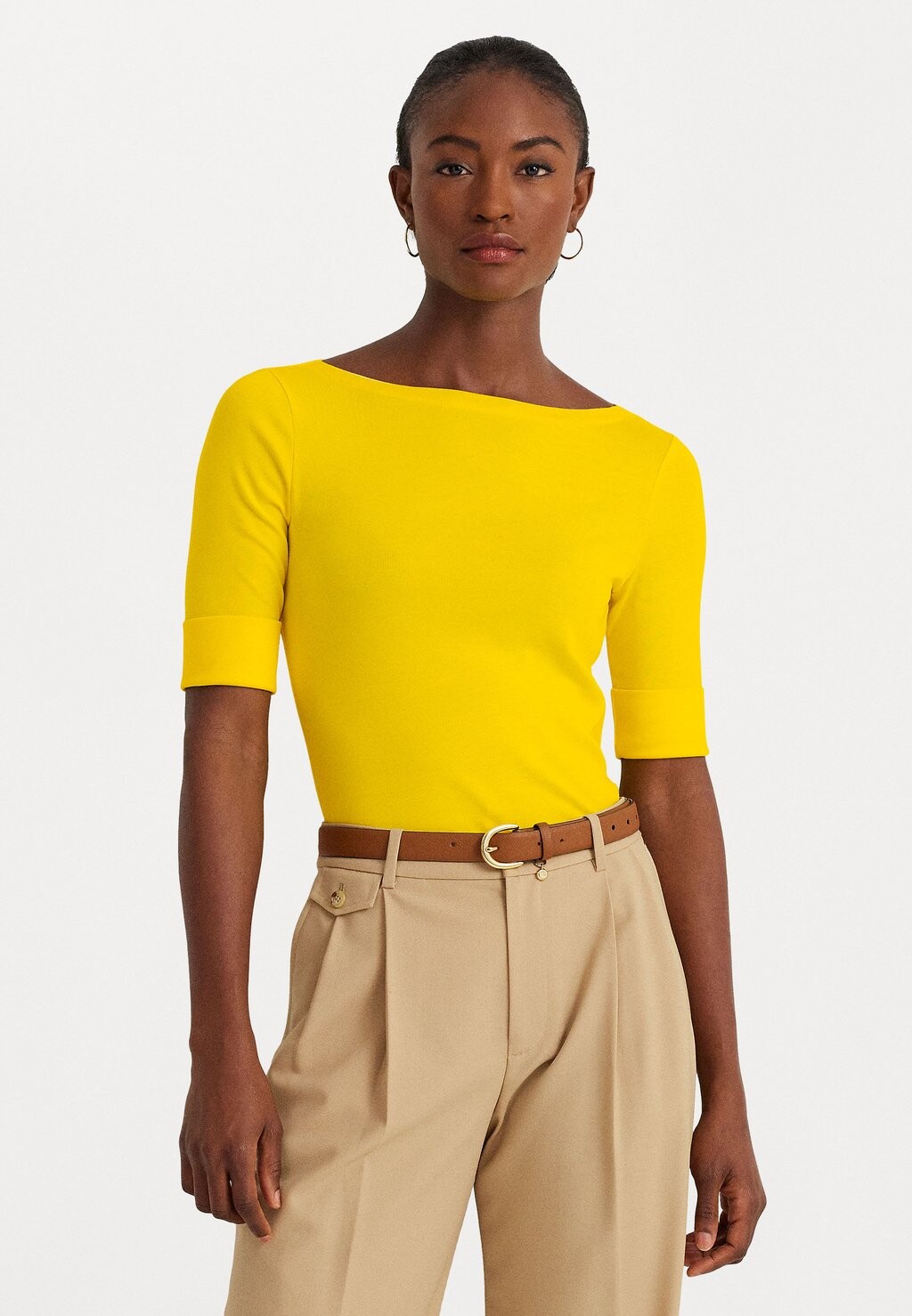 

Базовая футболка Judy Elbow Sleeve Lauren Ralph Lauren, цвет lemon daffodil