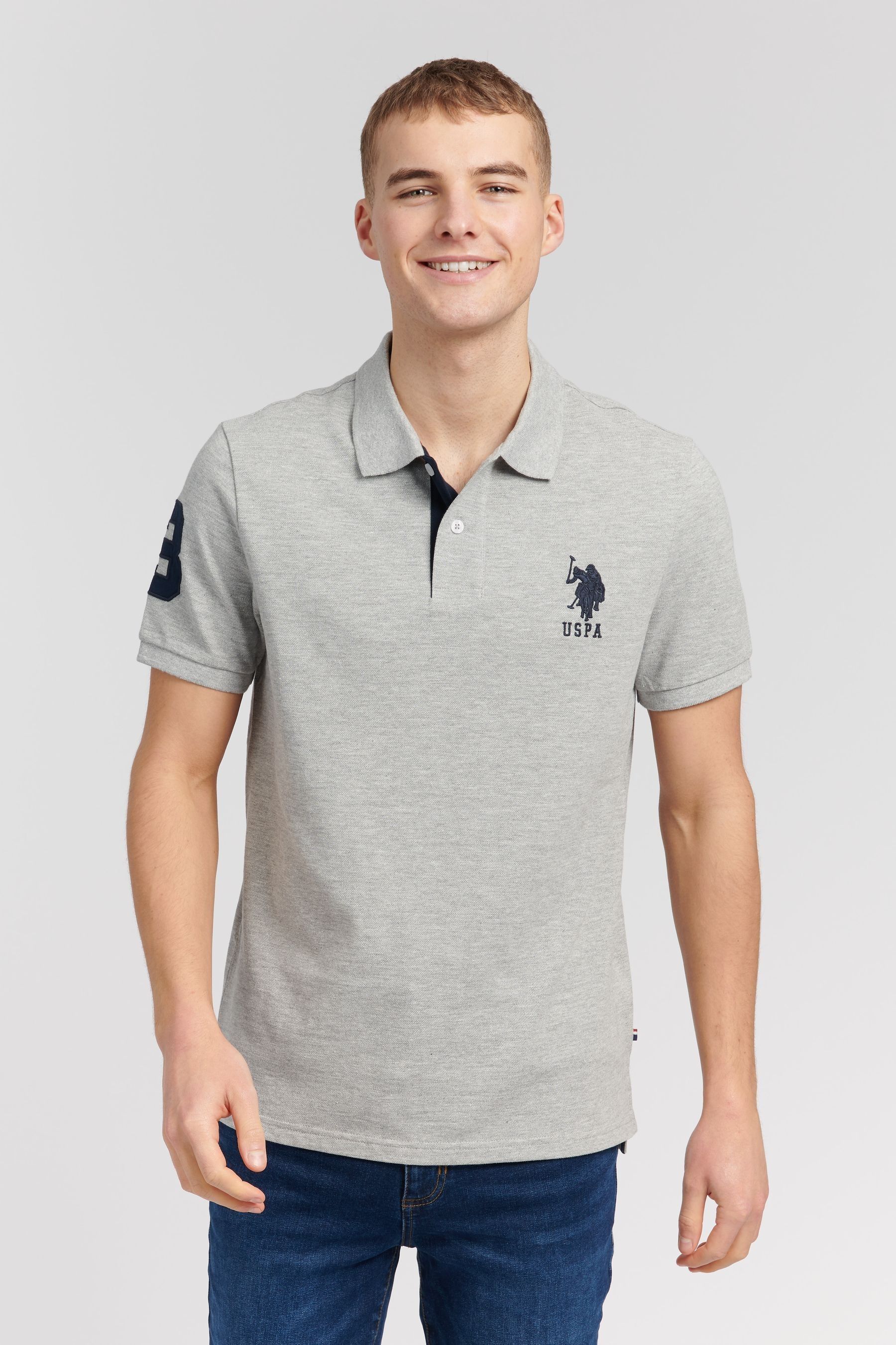 

Рубашка-поло классической формы Vintage Grey Heather Player 3 U.S. Polo Assn, серый