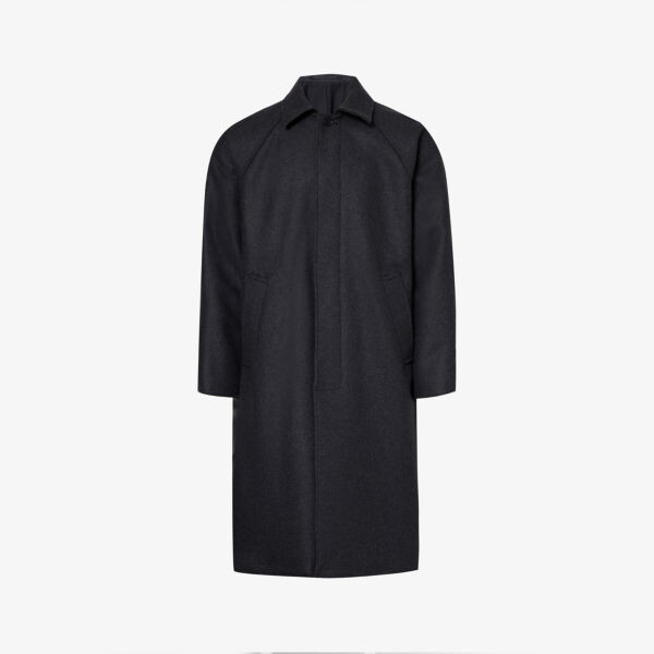

Пальто классического кроя из смесовой шерсти с раздвинутым воротником Nudie Jeans, серый