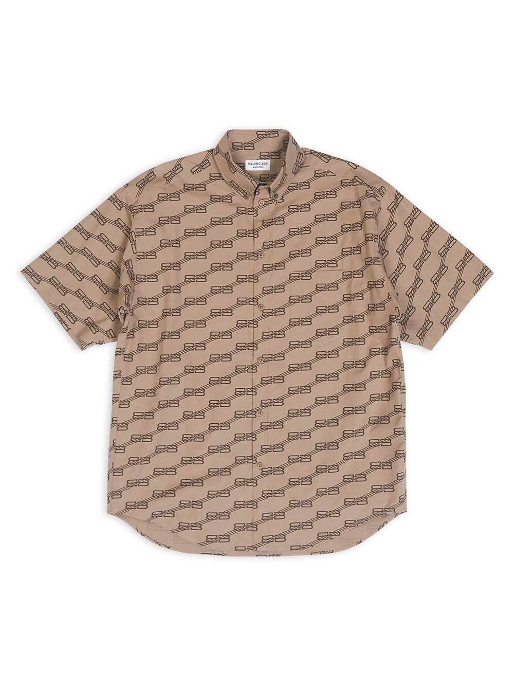 

Рубашка с коротким рукавом BB Monogram, большой крой Balenciaga, бежевый