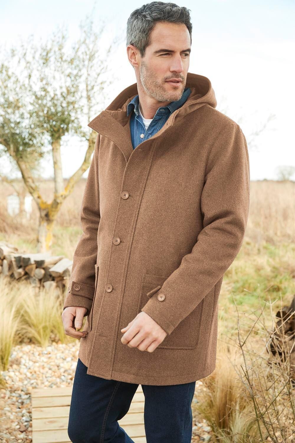 

Шерстяное пальто с капюшоном Cotton Traders, бежевый