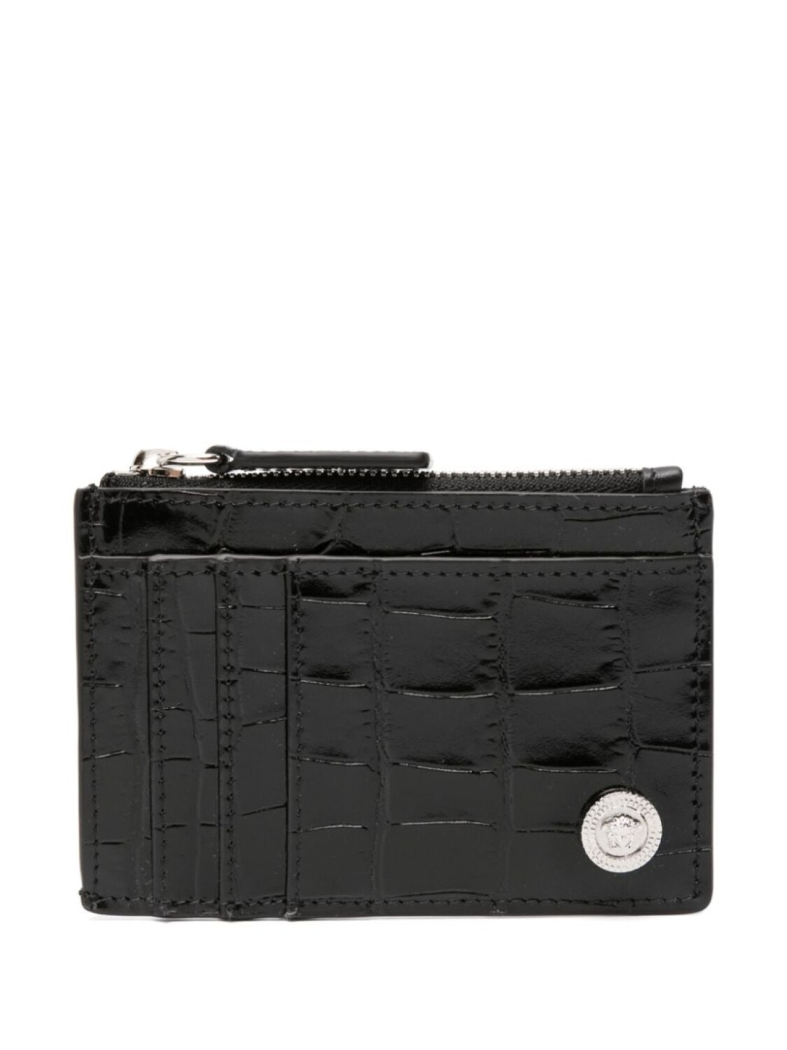 

Versace crocodile-effect leather cardholder, черный