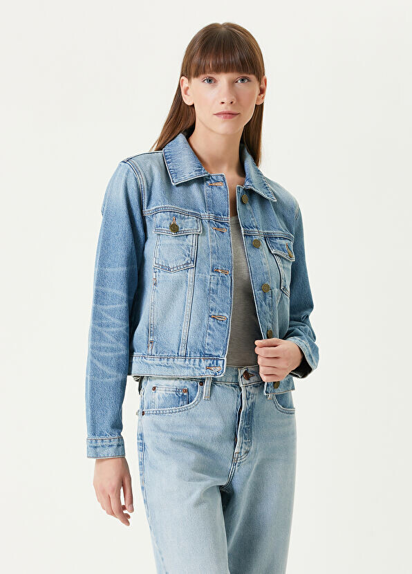 

Укороченная джинсовая куртка дальнобойщика Frame Denim, голубой