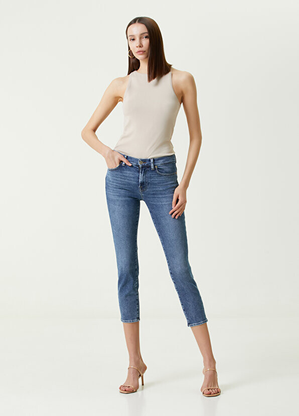 

Синие джинсовые брюки узкого кроя roxanne 7 For All Mankind, Синий