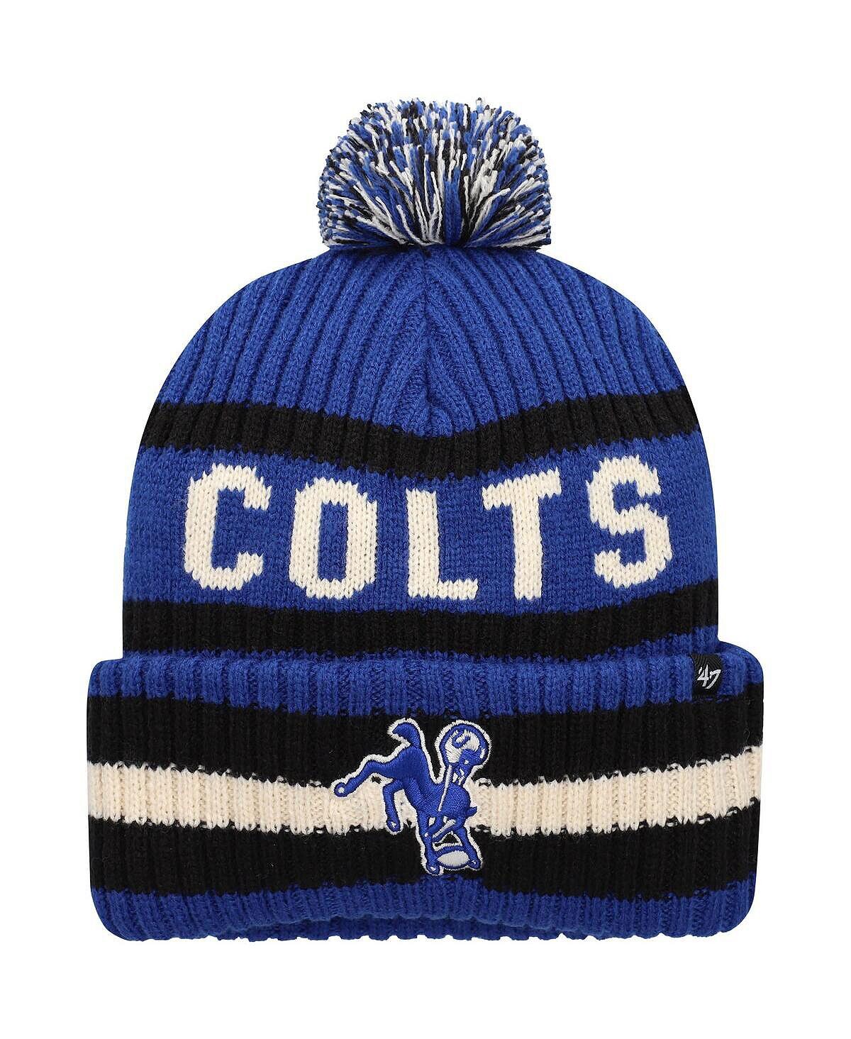 

Мужская вязаная шапка с манжетами и помпоном Royal Indianapolis Colts Bering '47 Brand