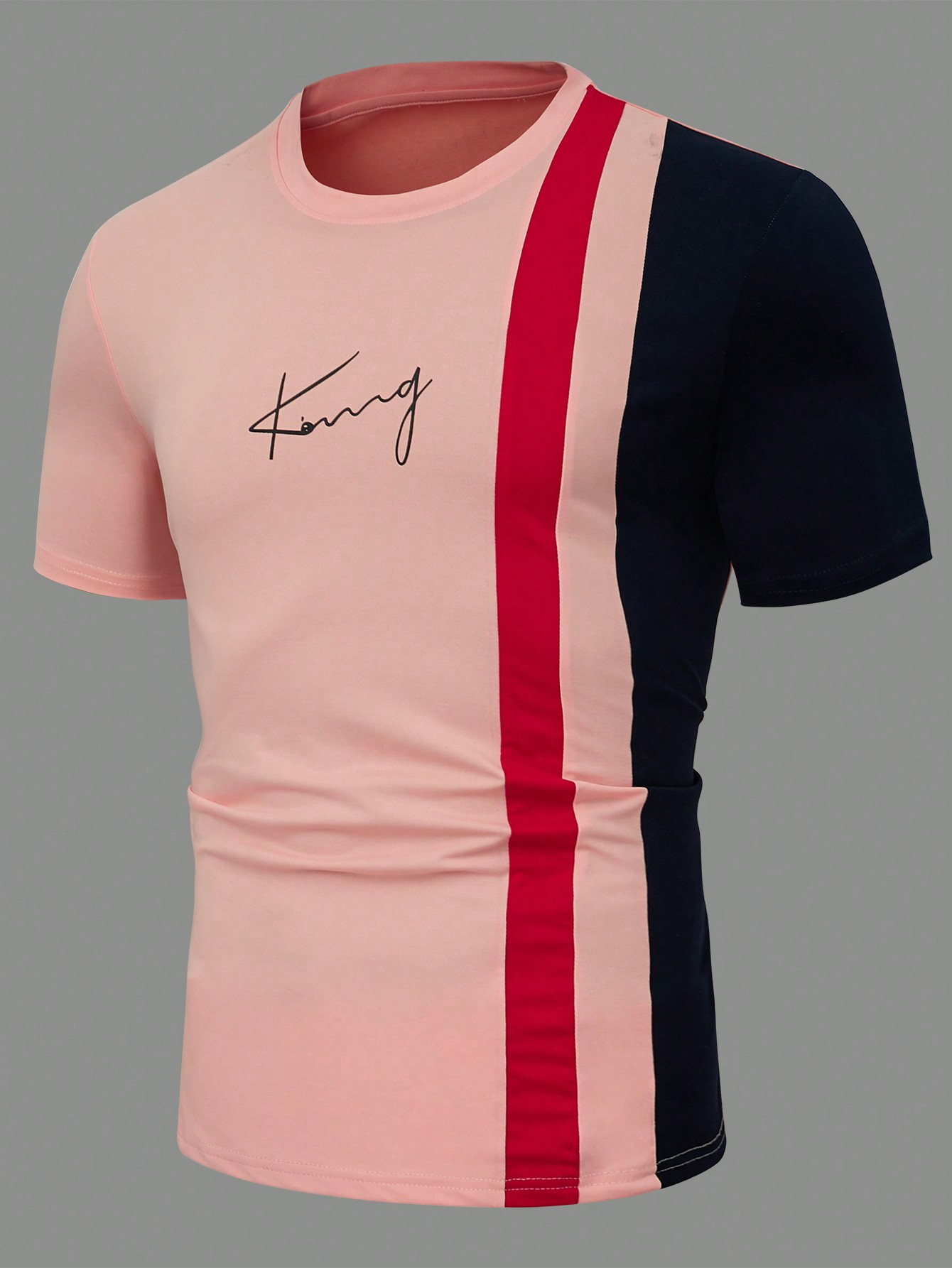 цена Мужская футболка Manfinity Homme в полоску с круглым вырезом и короткими рукавами с буквенным принтом, многоцветный