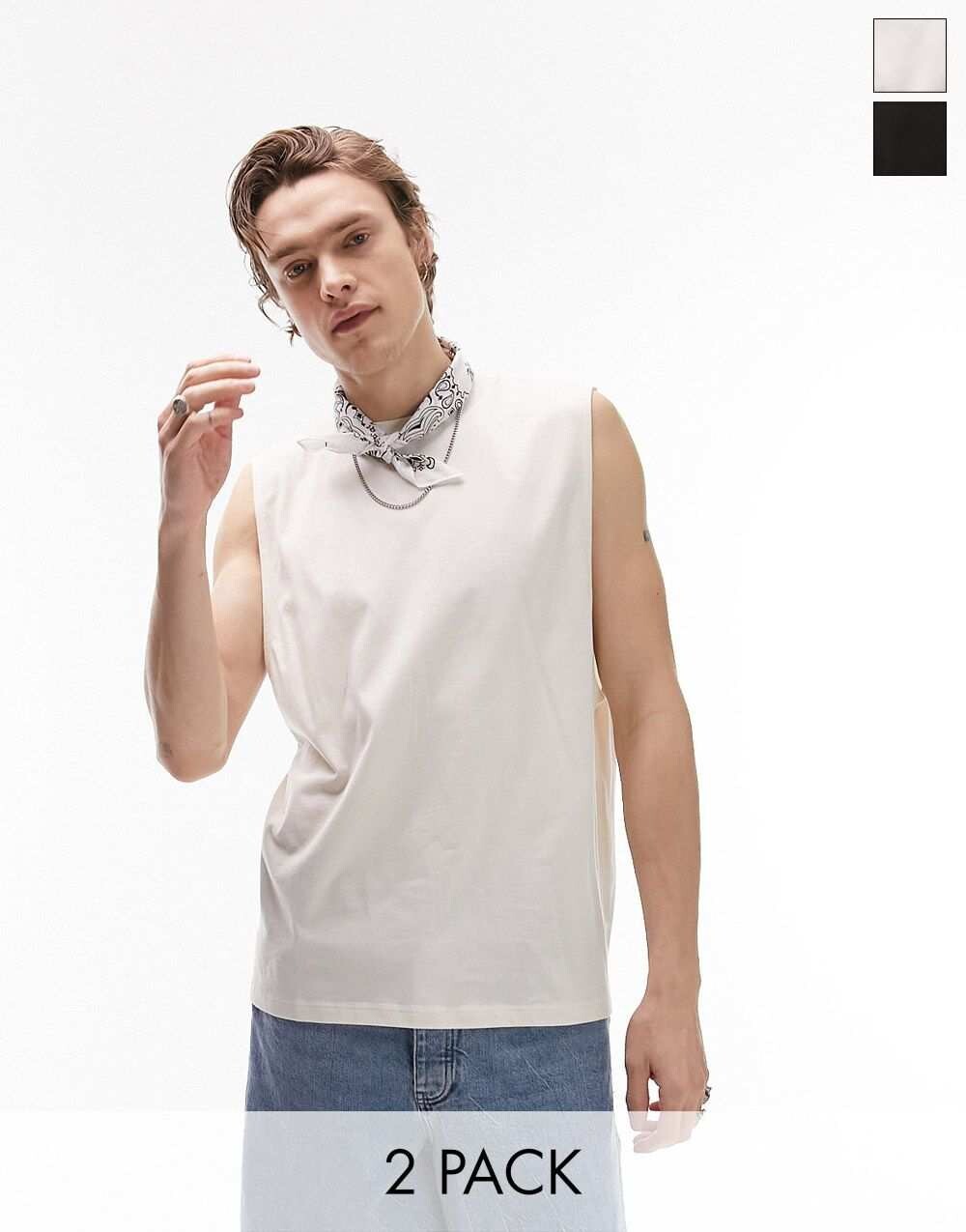 

Комплект из 2 классических жилетов черного и экрю Topman, Черный
